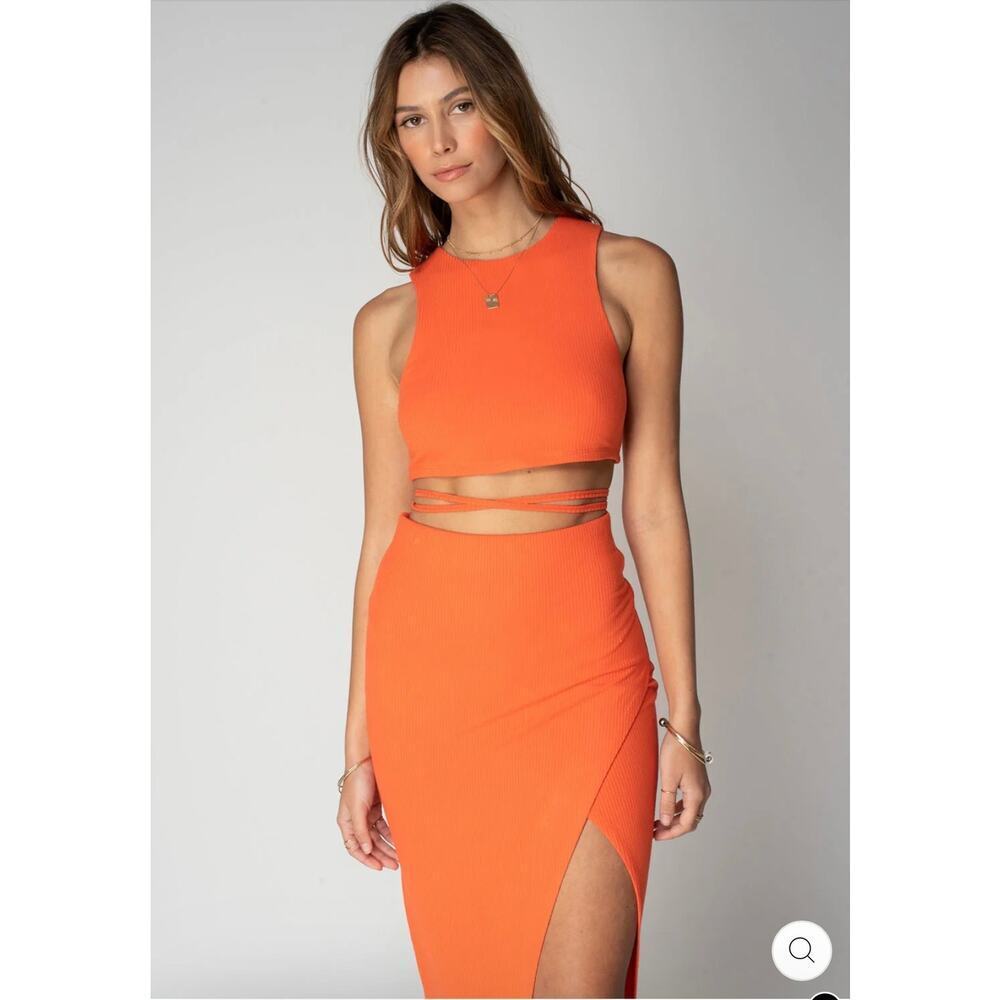 Stillwater Orange RIB CROSS TIE TANK and Skirt set size L